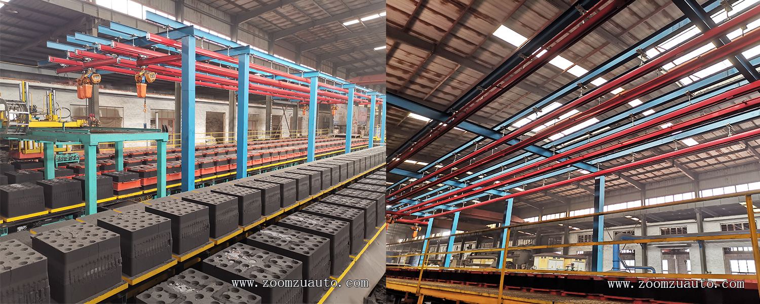 Horizontal parting casting molding line