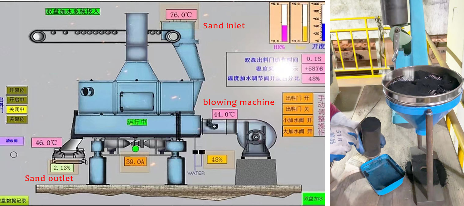 Cooling equipment and testing instruments for casting sand
